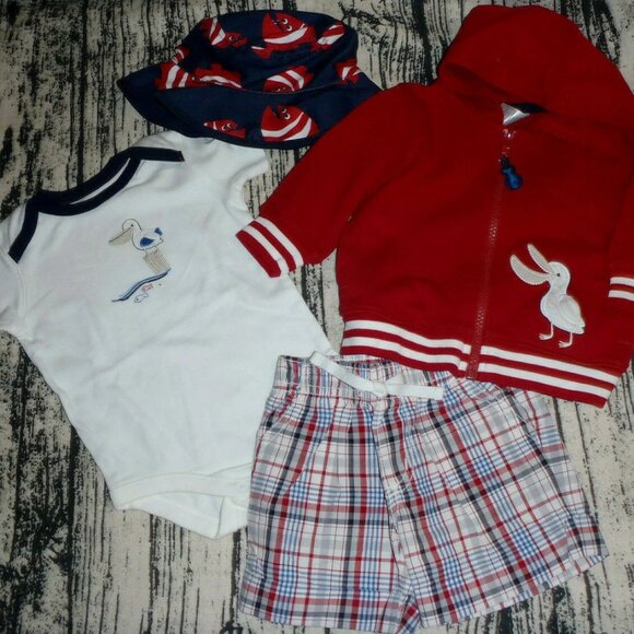Gymboree Pelican Catch 3-6 Month Shorts Bodysuit Hat Jacket Outfit NWT - Picture 1 of 3